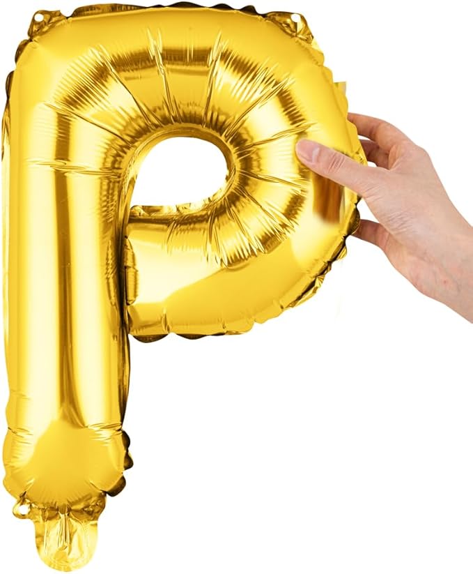 Restaurantware Balloonify 16 Inch Letter Balloon 1 Alphabet Party Balloon - Letter P Self-Sealing Gold Foil Mylar Balloon Hanging Film Decoration For Birthday Wedding Or Graduation