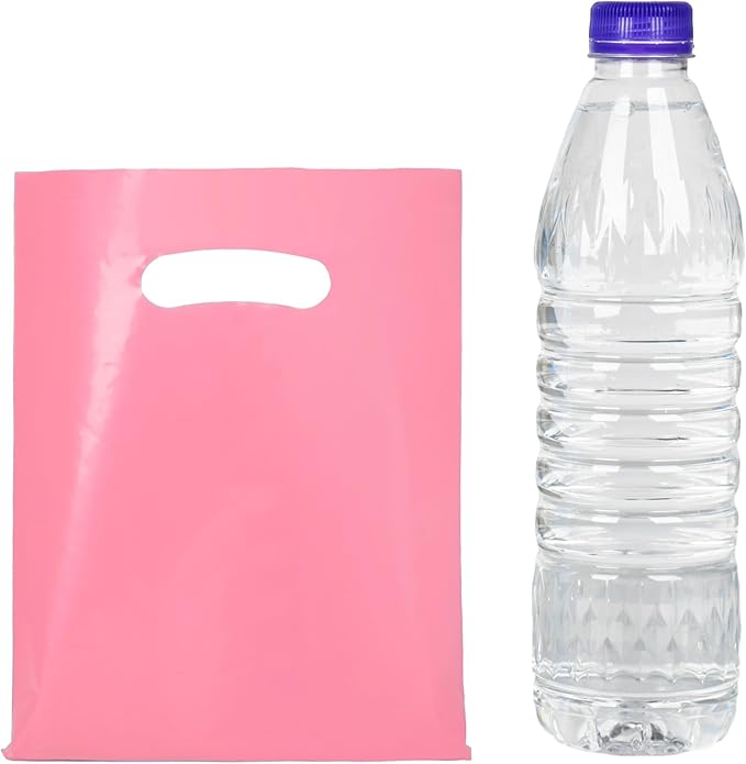 Pink 100 PCS Small Gift Bags, 6"x8" Goodie Party Favor Bags with Handle, Treat Retail Pouches for Kids Birthday, Christmas, Small Business