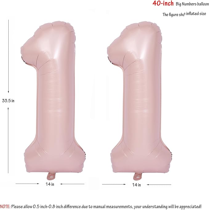 40 In Matte Pink Number Balloons Helium Foil Mylar Balloon Birthday Party banquet Decoration Digital 11