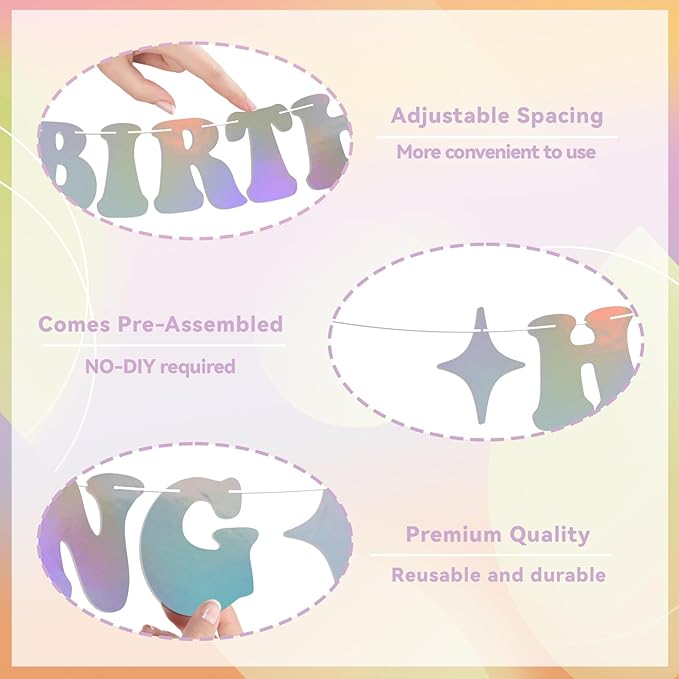 Happy Birthday Dancing Queen Banner Dancing Queen Themed Birthday Party Decorations Disco Bday Decorations Mamma Mia Decor Holographic