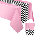 Irenare Car Birthday Party Supplies Racing Decorations 50s Party Tablecloth Racetrack Table Runner Table Covers for Kids Boy Car Theme Birthday Decor, 54 x 108 Inch(Pink,3 Sheets)