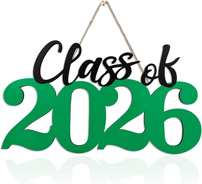 Class of 2026 Decorations Graduation Decorations 2026 Senior Photo Props Green Graduate Wooden Sign for Graduation Party Decorations