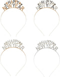 4 PCS 2026 Happy New Year Headbands Glitter Rhinestones New Year's Eve Headband New Year Party Hair Accessories