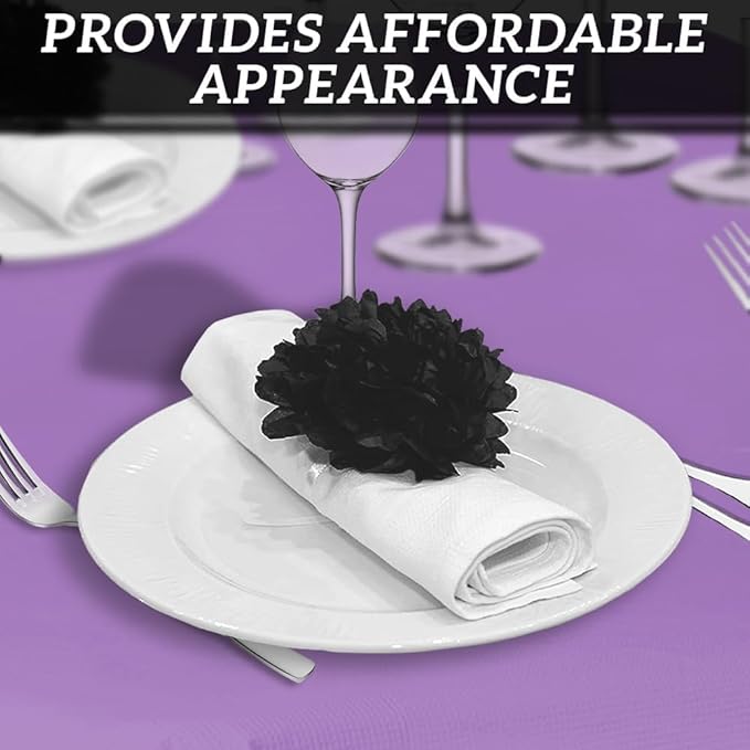 PARTY BARGAINS Disposable Table Covers, 54 x 108 Inch, Purple, 3-Ply Paper & Plastic Spill-Resistant Party Tablecloths, 40 Pack