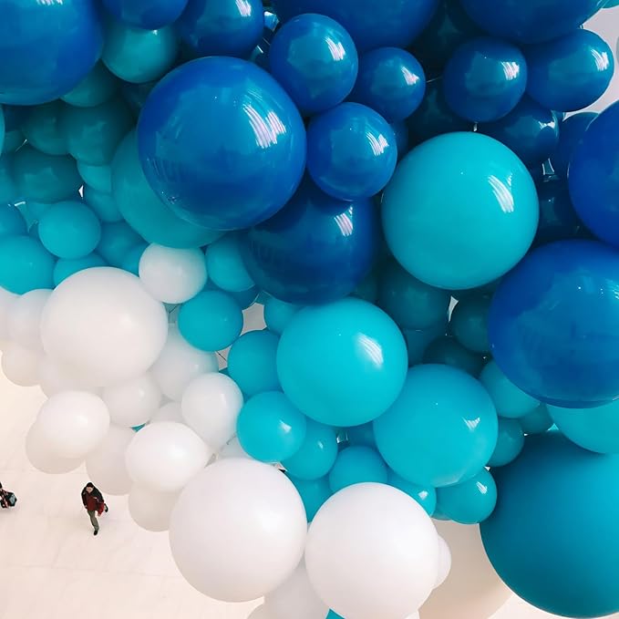 PartyWoo Royal Blue Balloons 152pcs Different Sizes Pack of 18 12 10 5 Inch Dark Blue Balloon Arch Kit for Baby Shower Gender Reveal Graduation Under The Sea Birthday Party Decorations Blue-Y5