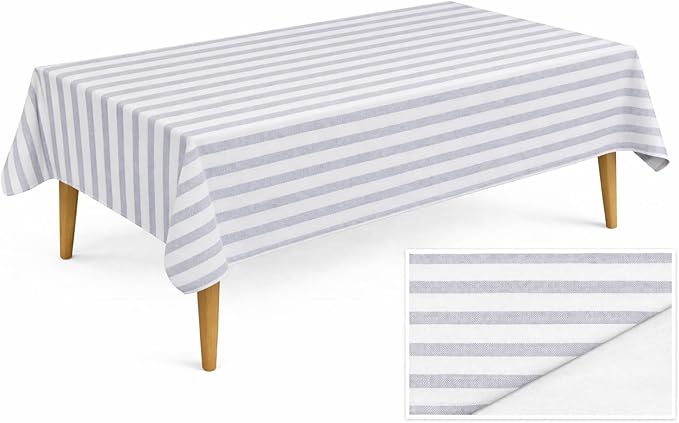 Party Dimensions Made in Italy Cloth-Like Disposable Tablecloth for Rectangle Tables, Premium Airlaid Linen-Feel Table Cover, Luxury Tablecloth for Parties, Events & Weddings, Elegant Striped Design
