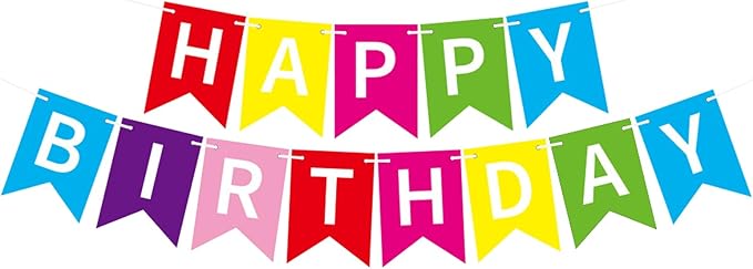 MEETINGU Rainbow Happy Birthday Banner, Colour Rainbow Birthday Party Decorations Color Birthday Sign Colour Happy Birthday Decorations Birthday Party Supplies for Boys Girls Kids Baby Adults (Multicolour)