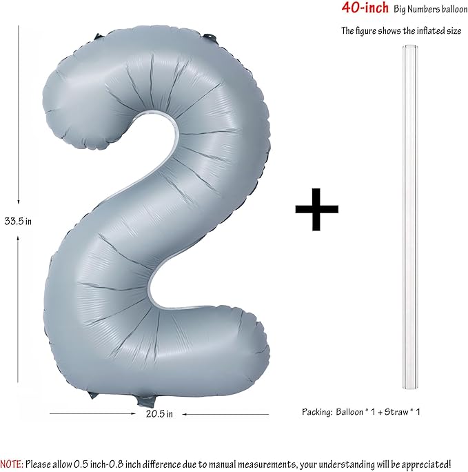 40 In Matte gray Number Balloons Helium Foil Mylar Balloon Birthday Party banquet Decoration 2