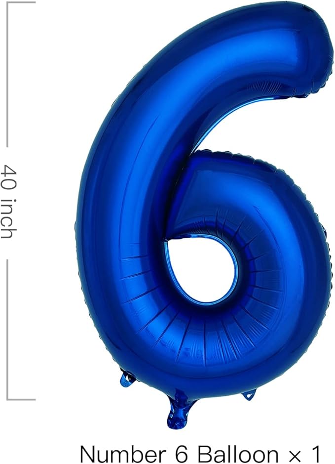 Navy Blue Number 6 Balloons 40 Inch Large Dark Blue Helium Foil Balloons for Birthday Party 2024 Graduation Decorations Anniversary Celebrations (Number 6)