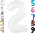 2 Numbers Balloon 40 Inch White Two Balloon Number Birthday Decor, 2nd 12 21st Party Celebration Decorations Graduations Wedding Baby Shower