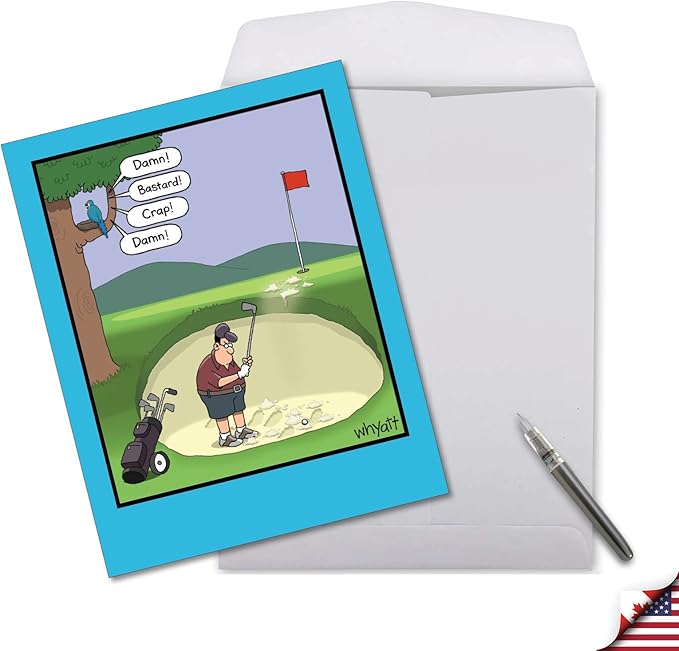 NobleWorks Jumbo Hilarious Birthday Greeting Card From Us 8.5 x 11 Inch with Envelope (1 Pack) Large Jumbo Bday Golf Bunker J3675BDG-US