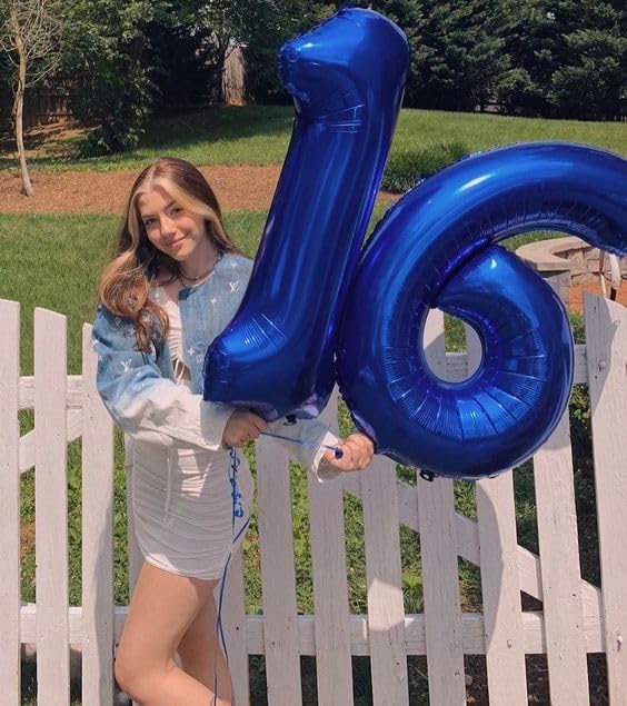 Metallic Blue Number 6 Balloon 40 Inch, 6 Balloon Number, 6th Birthday Decorations, Navy Blue Party Supplies for Boys Girls