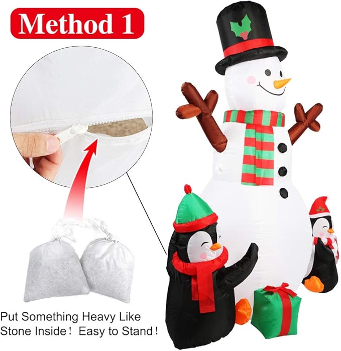 OurWarm 6ft Christmas Inflatables Christmas Decorations Outdoor, Inflatable Snowman Penguin Blow Up Yard Decorations with Rotating LED Lights for Indoor Outdoor Christmas Decorations Yard Garden Decor