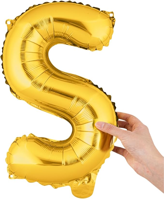 Restaurantware-Balloonify 16 Inch Letter Balloon, 1 Alphabet Party Balloon - Letter S, Self-Sealing, Gold Foil Mylar Finish, Hanging Loop, Decoration For Birthday, Wedding, Or Graduation