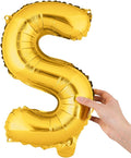 Restaurantware-Balloonify 16 Inch Letter Balloon, 1 Alphabet Party Balloon - Letter S, Self-Sealing, Gold Foil Mylar Finish, Hanging Loop, Decoration For Birthday, Wedding, Or Graduation