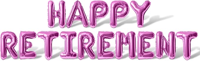Letter Balloons - HAPPY RETIREMENT 16" Inch Alphabet Letters Foil Mylar Balloon Retirement Party Balloon Banner (Pink)