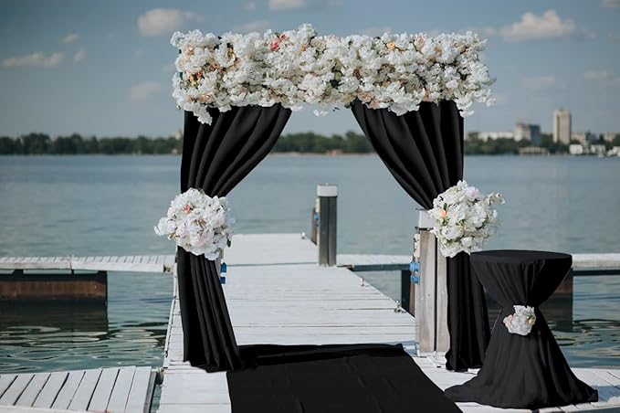 Joydeco Black Backdrop Curtains for Parties, 10x7 Wrinkle Free Black Backdrop Drapes for Birthday Party Home Party, Curtains Backdrop 5ft x 7ft 2 Panels with Rod Pockets