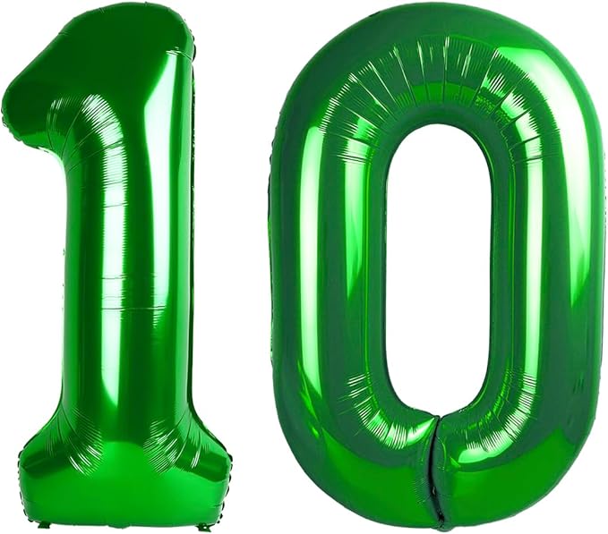Number 10 Balloons, Balloons for Woman Man 10th Dark Green Birthday Party Decoration, 40 Inch Foil Number Ballon for 10, 100 Anniversary, Bridal Shower, Graduation, Valentine's Day, Easter