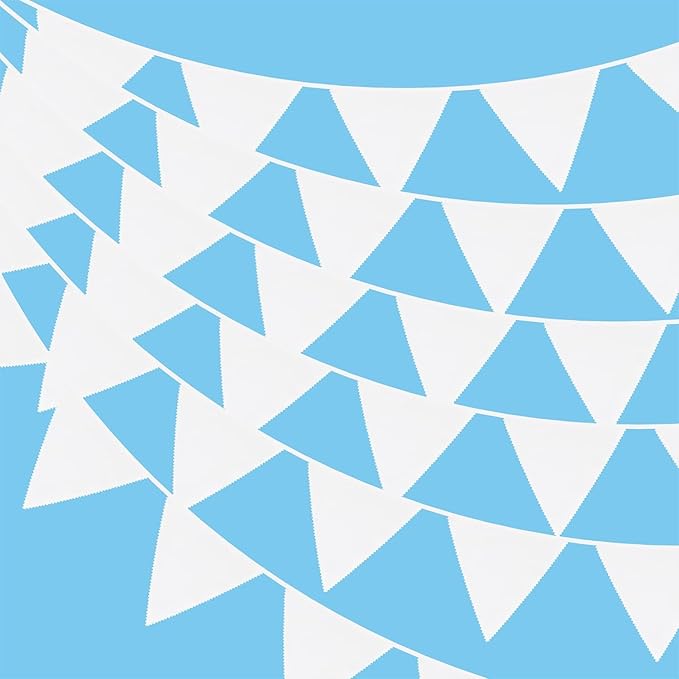 GCQQ 40Ft White Pennant Banner Decorations, 42Pcs Wedding Bunting Banner, Pennant Flags Banner for Anniversary, Engagement, Wedding Baby Bridal Shower Party Decorations