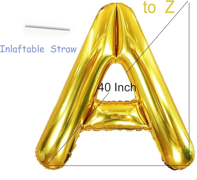 40 Inch Letter Foil Balloons Gold for Graduation, Birthday, Wedding Decorations Jumbo Photo Backdrops Big Alphabet V