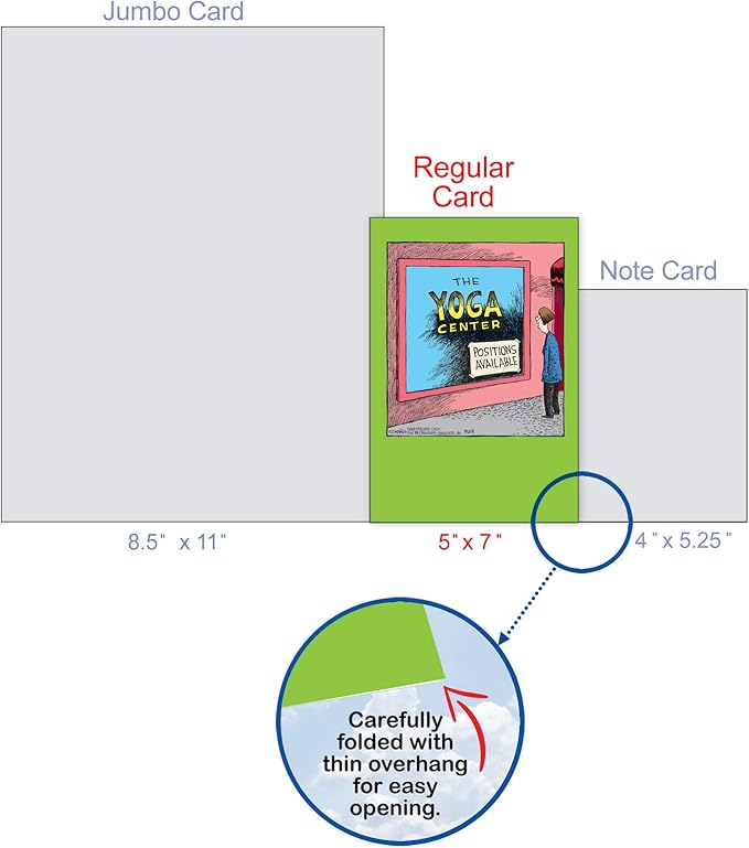 NobleWorks - 1 Humor Birthday Card with Envelope - Funny Cartoons for Birthday Greetings, Celebration Notecard - Yoga Center C6363BDG