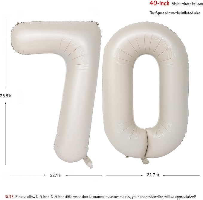 40 In Cream white Number Balloons Helium Foil Mylar Balloon Birthday Party banquet Decoration Digital 70
