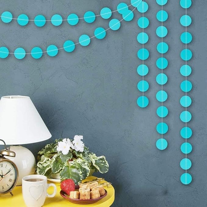 Cheerland Mermaid Party Decorations Under The Sea Party Garlands Blue Birthday Decor Circle Garland Glitter Ice Blue Streamer Baby Shower Kids Summer Beach Backdrop Ceiling Hanging Dot Decor 52ft