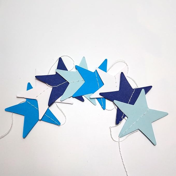 Party Decorations 52 Ft Big Star Garland Circle Dots Garland Paper Backdrop Streamer for Graduation Birthday Bachelorette Engagement Wedding Bridal Shower Baby Shower (Blue Set)