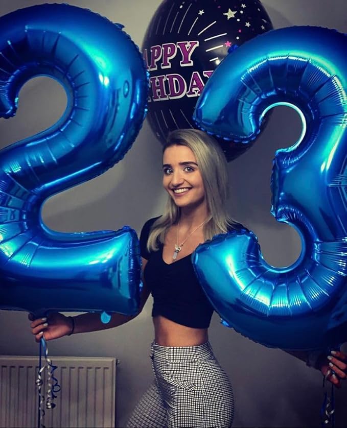 Number 23 Balloon 40 Inch, Big Foil 23th Birthday Balloons Decorations for Women, Dark Blue Number Balloon for 2 3 23 32 Wedding Memorial Day's Graduation Supplies