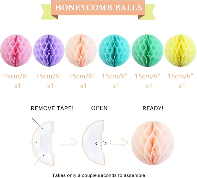 Retirement Party Decorations Kit for Women - 17-Piece Elegant Pastel Set with Pre-Strung Banner, Honeycomb Balls, Swirls & Garland | Instant Setup Party Decor | Retirement Gifts & Supplies