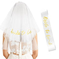 Gold Bride to Be Sash Veil for Bachelorette Party Accessories, 2 Pack Bride to Be Decorations Set for Women and Girls, Bridal Shower Decorations, Engagement Gifts for bride