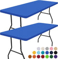 Smiry 2 Pack Rectangle Picnic Table Cloth, Waterproof Elastic Fitted Tablecloths, Washable Polyester Rectangular Patio Table Cover for Camping, Indoor and Outdoor (Blue, 30"x60")