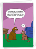NobleWorks - 1 Funny Animal Card for Birthdays - Pet Cat and Dog Humor, Birthday Notecard with Envelope - Dog Guilt C6390BDG