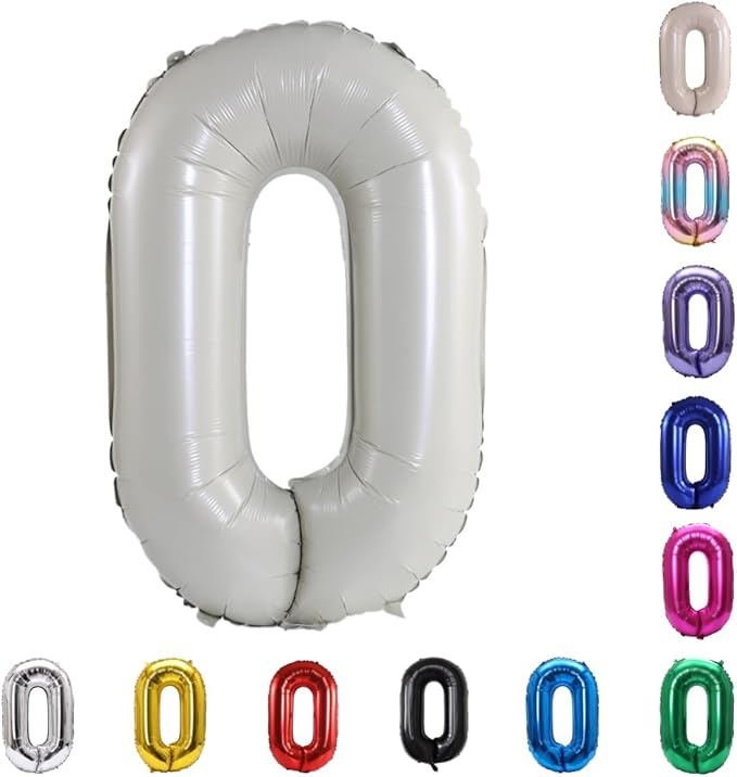 YPSelected 32 Inch Large Foil Helium Number Balloon Birthday Wedding Party 0-9 (Ivory, 0)