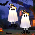 2025 New Halloween Hanging Ghosts, 18" Halloween Decorations Outdoor Hanging Ghosts with Witch Hat,Glowing Witch Hat Ghost with High Heels,for Yard Patio Garden Tree Outside(2PCS)