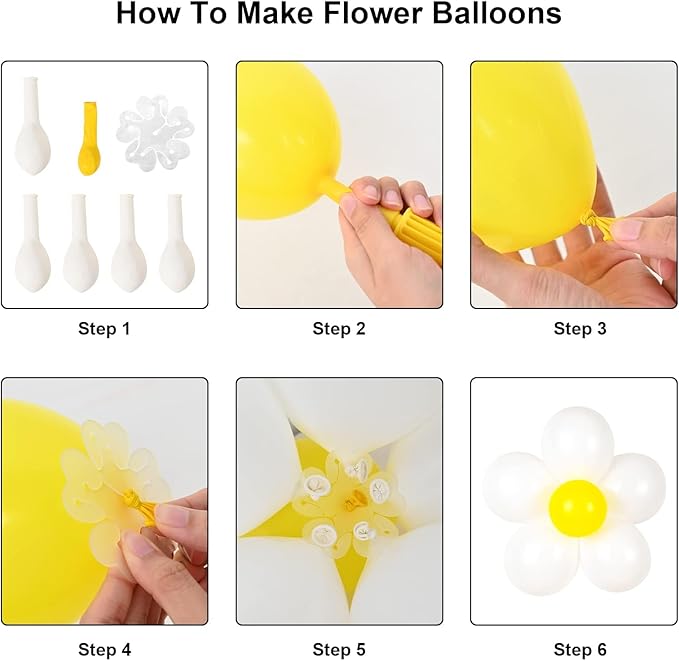 16 Set Daisy Flower Balloons DIY Kit,Boho Macaron Pastel Daisy Balloon Flower Party Decorations for Baby Shower Birthday Wedding Anniversary Groovy Party Supplies