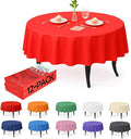 Craft And Party 12-Pack Red Plastic Tablecloths – 84 Inch Round Disposable Table Covers, Heavy Duty & Waterproof for Parties, Events, Banquets, Red