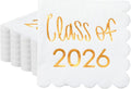 100 Pcs Class of 2026 Graduation Cocktail Napkins 5 x 5 Inch Congrats Grad Scalloped Paper Napkins for Dinner Beverage Graduate Decorations(Orange)