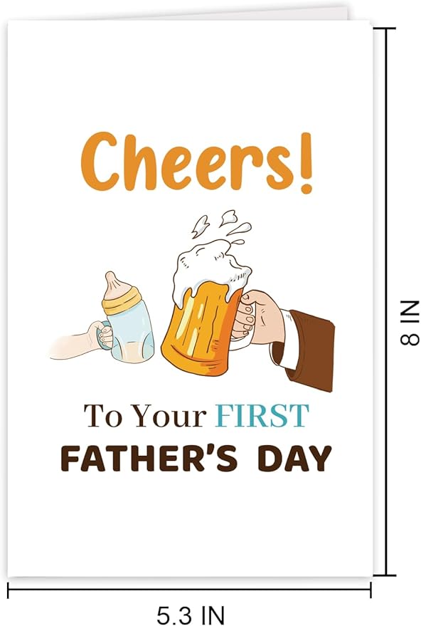 UUEFKTN Funny First fathers Day Cards Gifts for Dad, Cute 1st fathers Day Card Gift for Husband, New Dad Birthday for Husband, Ideal Gift for New Father