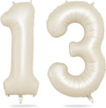 Biapian 40 Inch Cream Number 13 Balloon, 13th Birthday Balloons, Big Digital 13 or 31 Beige White Giant 13 Foil Balloon Helium for 31st 13th Birthday Decorations Anniversary Baby Shower Party Supplies