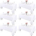 Kesfey 6 Packs White Table Cloths Rectangle 60 x102 inch High Density Washable Polyester Fabric White Tablecloths for 6 Foot Tables Rectangle Wrinkle Resistant Tablecloth for Parties Wedding Banquet