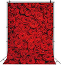 RUINI Red Rose Floral Wedding Photography Backdrop Rose Wall Valentines Day Wedding Bridal Shower Party Decorations Banner 6x8FT