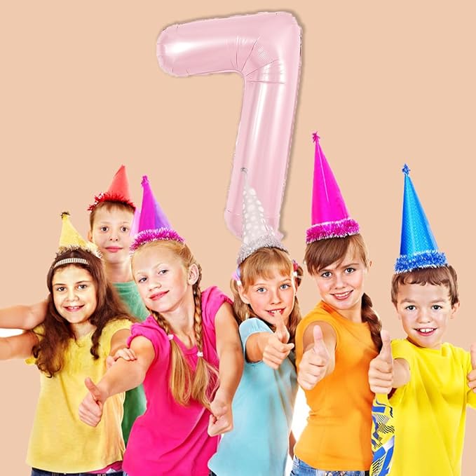 TONIFUL 40 Inch Pastel Pink Number 7 Balloon Balloon Big Pink Digital 7 Balloon for Girl's Birthday Party Wedding Bridal Shower Engagement Anniversary Photo Shoot Supplies