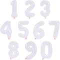 16 Inch Foil Mylar Number Balloons 0-9 for Party Decoration (White)