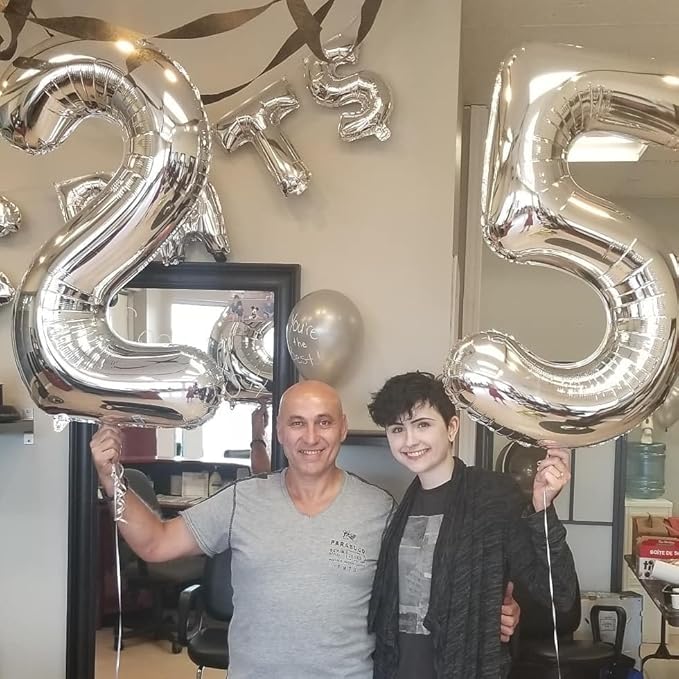 Silver Number 7 Balloon 40 Inch, 7 Balloon Number, 7th Birthday Decorations, Silver Party Supplies for Boys Girls