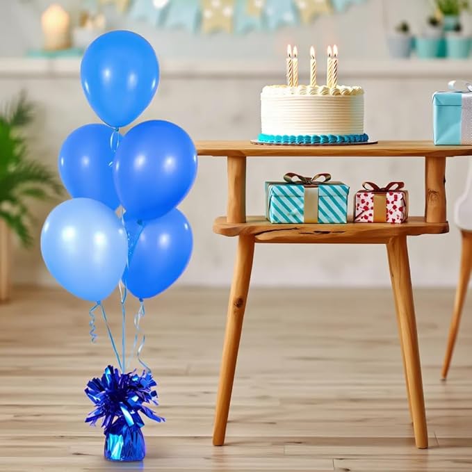 Aluminum Foil Balloon Weights for Parties (6 pcs) - 0.31lb (140g) Each - Premium Balloon Anchors for Birthday, Wedding, Dinner, Indoor & Outdoor Decorations（Dark Blue 6pcs）