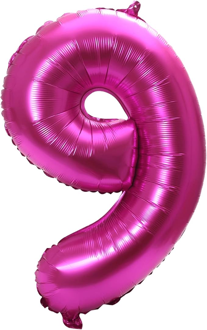 YPSelected 32 Inch Large Foil Helium Number Balloon Birthday Wedding Party 0-9 (Rose Red, 9)