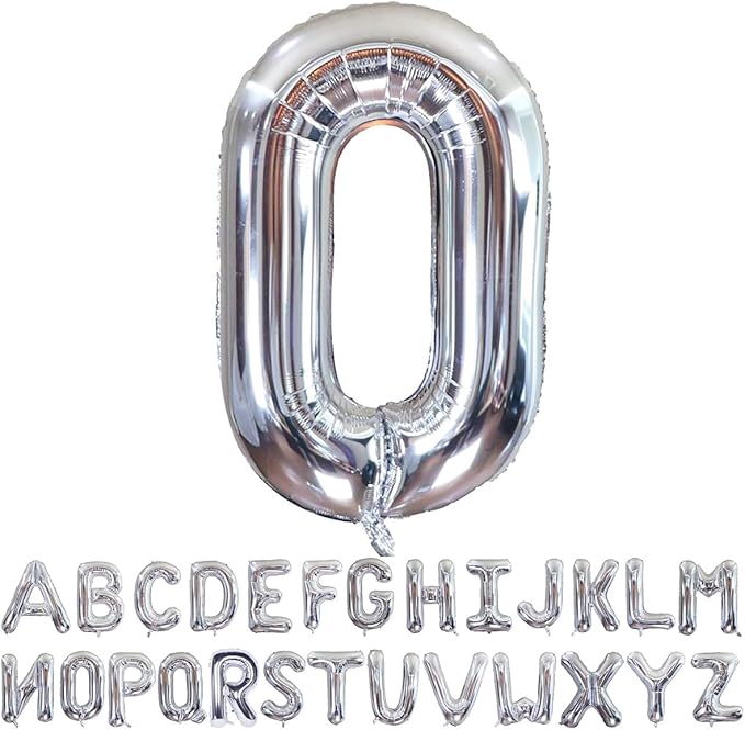 Silver Letter O Balloons 40 inch Large Alphabet O Balloons Silver Helium Foil Letter Balloon Banner for Birthday Party Anniversary Wedding Decoration