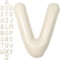 SUWEN 40 Inch Cream Large V Letter Balloons Big Foil Helium Letter Balloons A-Z Jumbo Mylar Happy Birthday Party Decorations for Girl Anniversary Party Supplies
