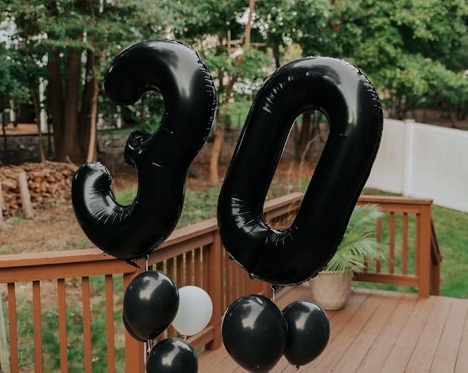 40 inch Black 3 Number Balloon Giant Foil Helium Balloons Black Large Digital Balloon 3 Number 3 Balloons for 3rd Birthday Party Decorations Anniversary Events Decoration Supplies